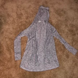 purple/ gray hooded thin cardigan